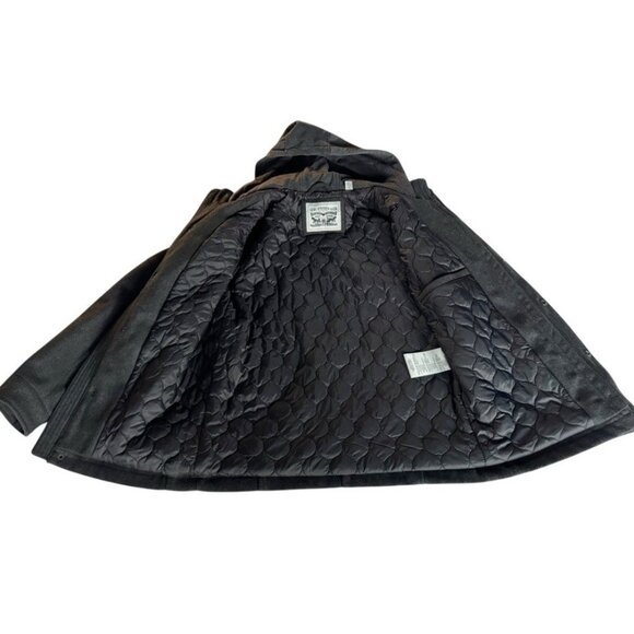 Levi's Men's Sz S Gray Wool Blend Hooded Military Trucker Jacket Charcoal Gray - Picture 11 of 12